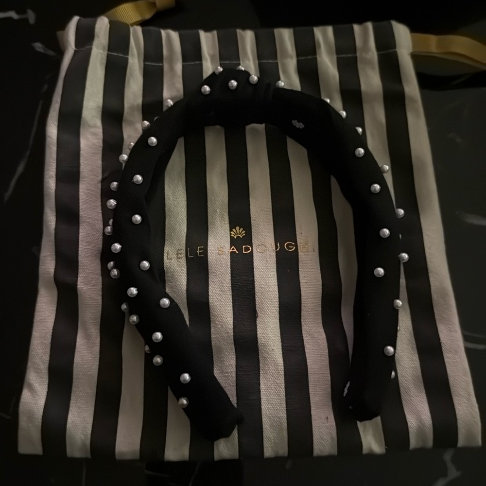 Lele Sadoughi mini black pearl headband